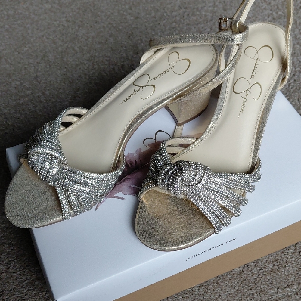 Jessica Simpson Glittering Silver Heels